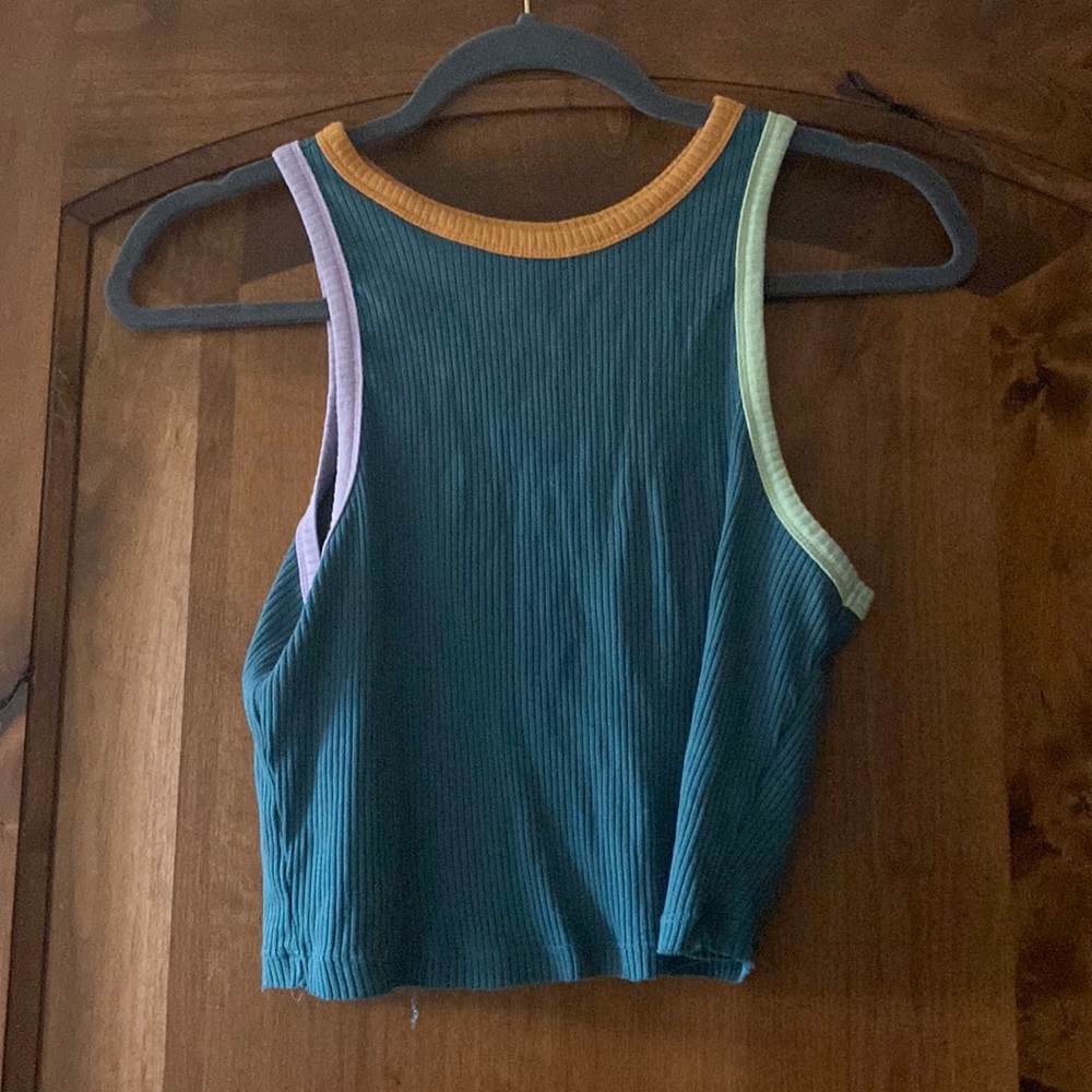 green contrast tank top